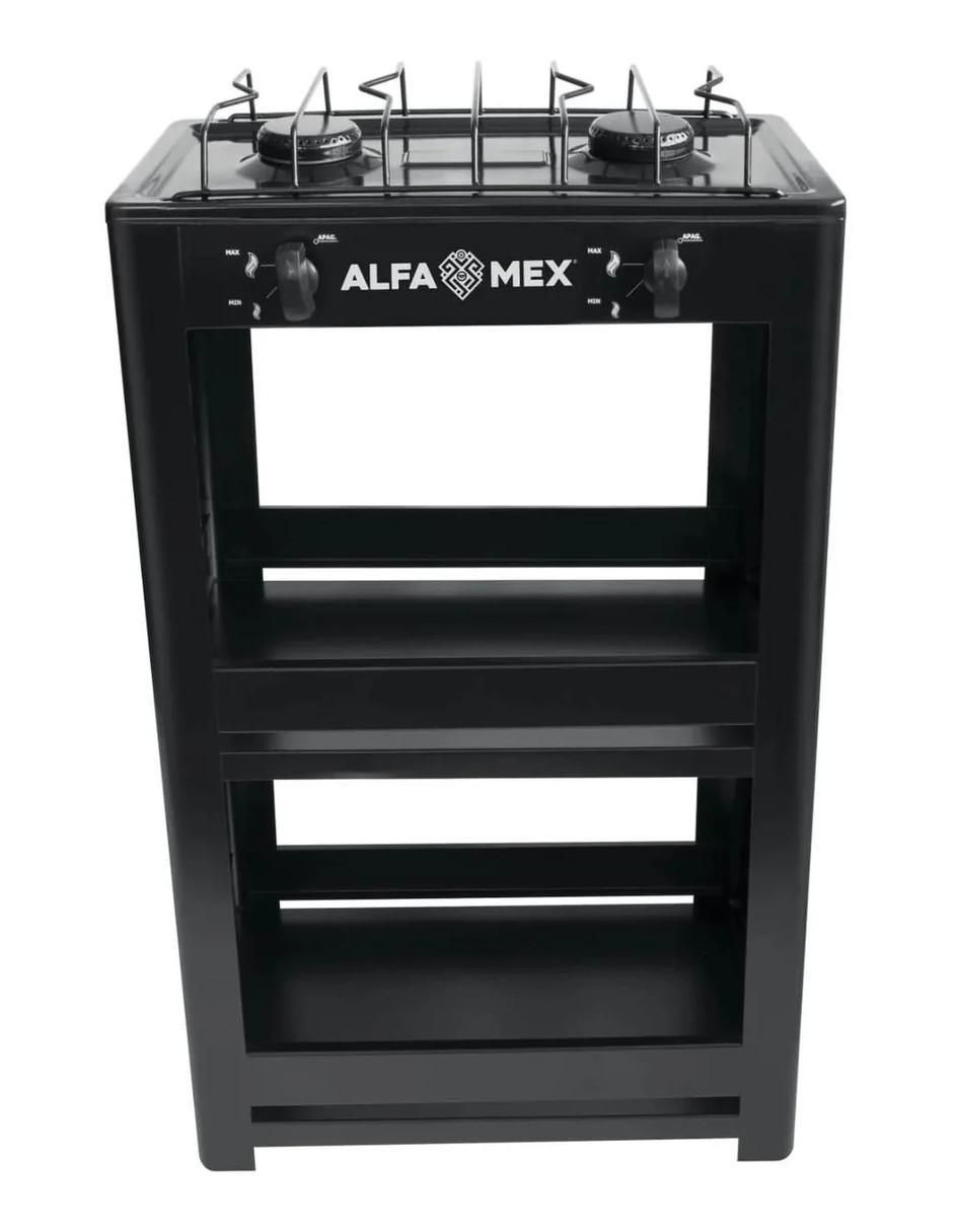 Parrilla de gas Alfamex 403-4-Negro de acero inoxidable