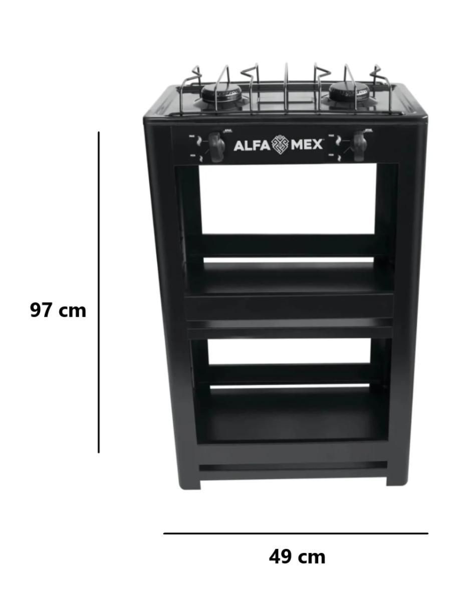 Parrilla de gas Alfamex 403-4-Negro de acero inoxidable