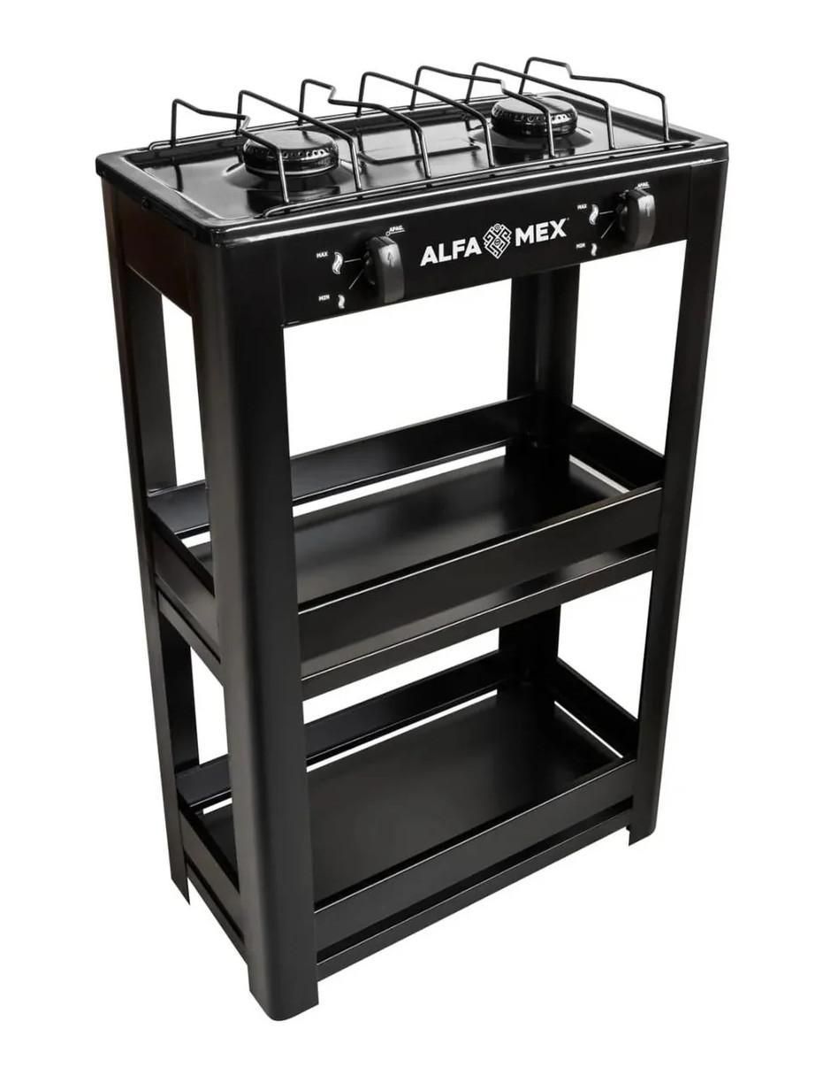 Parrilla de gas Alfamex 403-4-Negro de acero inoxidable