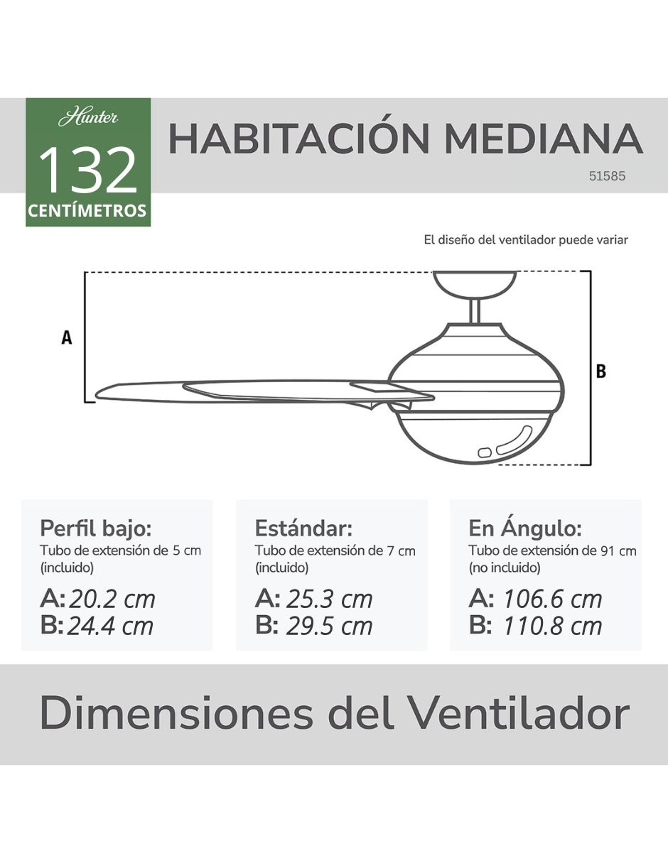 Ventilador de techo Hunter Fan con control remoto 3 velocidades