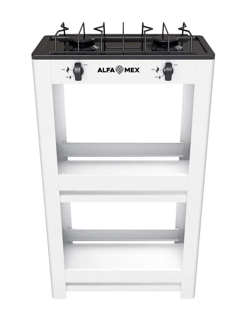 Parrilla de gas Alfamex 403-6-blanco de acero porcelanizado