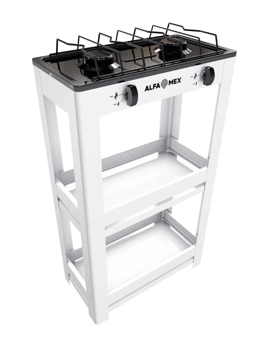 Parrilla de gas Alfamex 403-6-blanco de acero porcelanizado