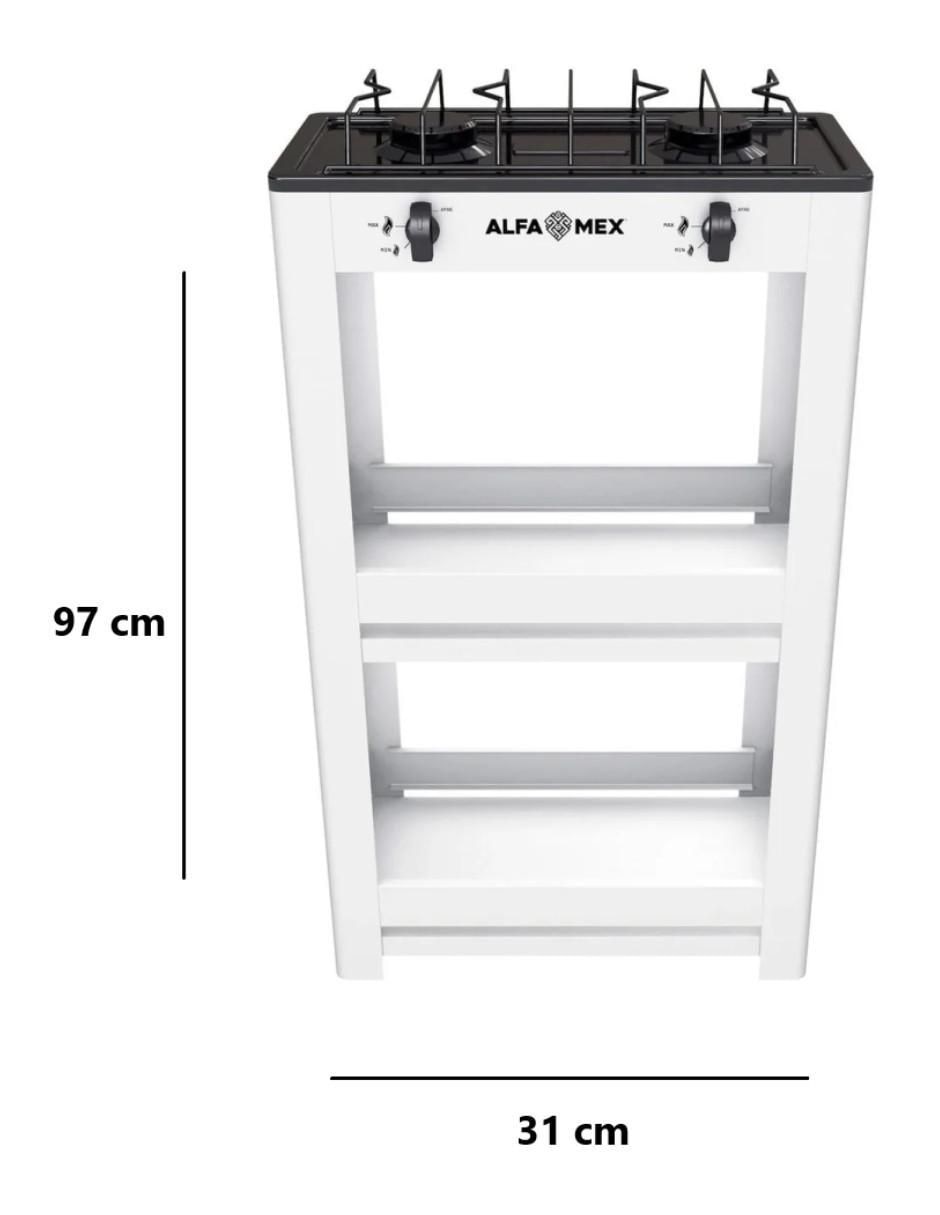 Parrilla de gas Alfamex 403-6-blanco de acero porcelanizado