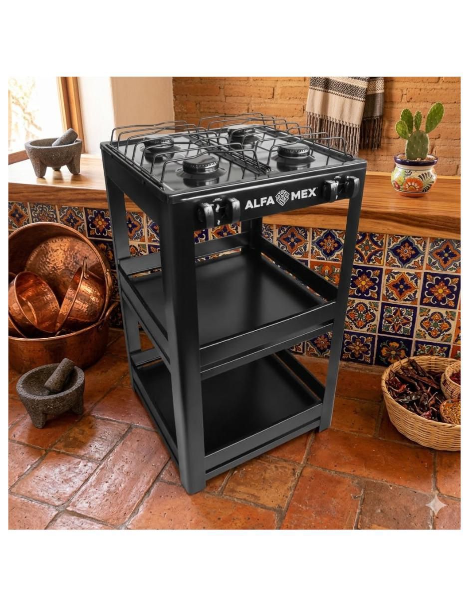 Parrilla de gas 411-4-negro de acero porcelanizado 2