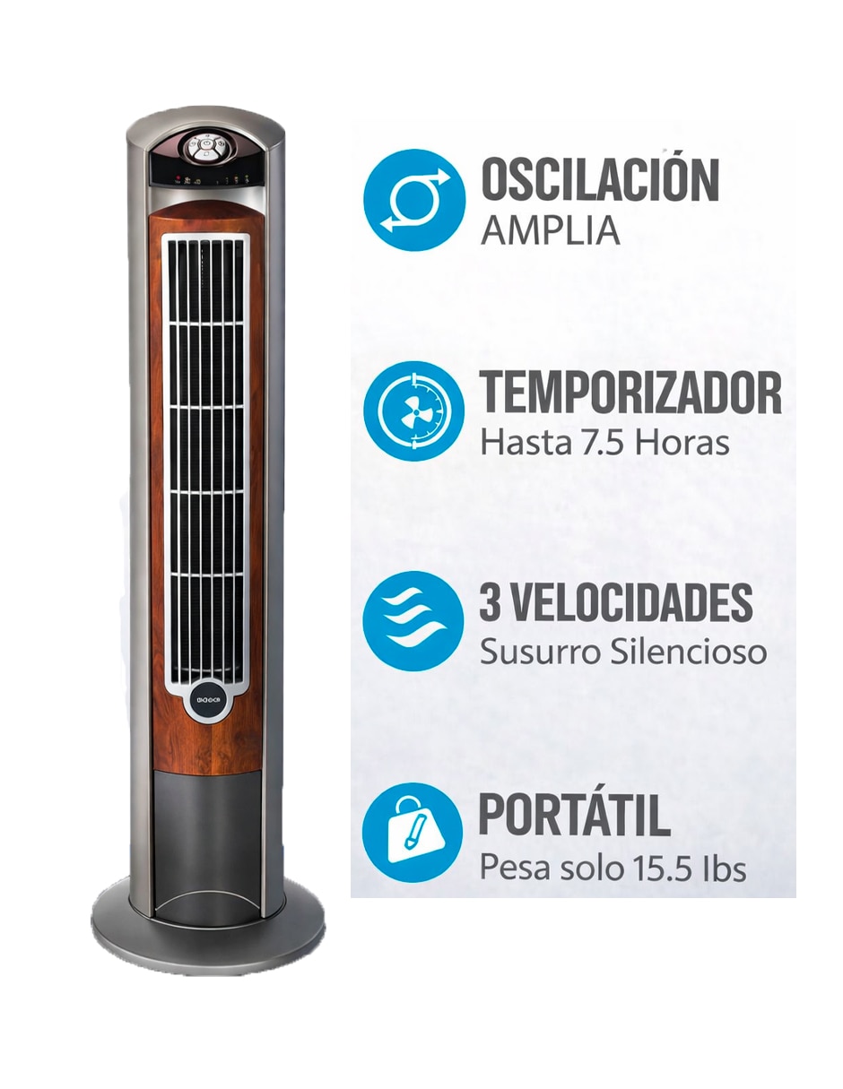 Ventilador de torre con control remoto 3 velocidades 6