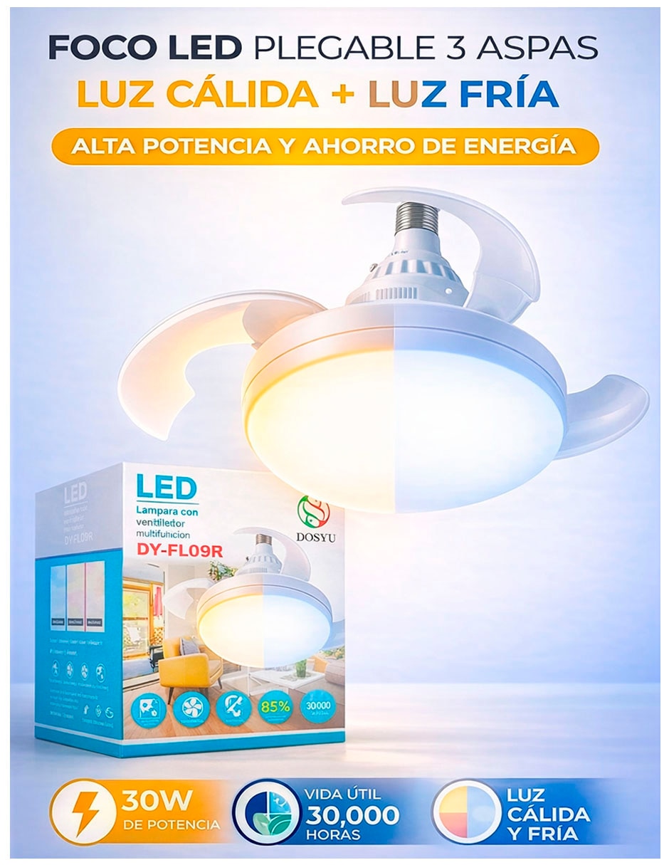 Ventilador 2 en 1 con control remoto 3 velocidades