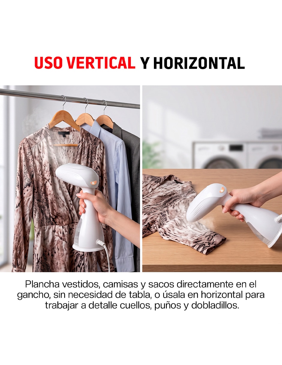 Plancha portátil de vapor suela acero inoxidable