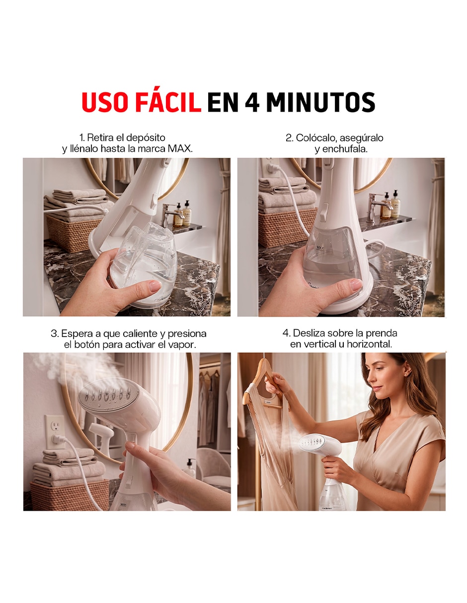 Plancha portátil de vapor suela acero inoxidable 6