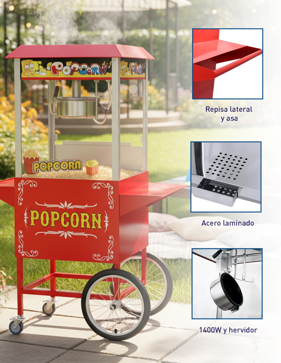 Máquina palomitas con ruedas Y hervidor CBHH-0845 4