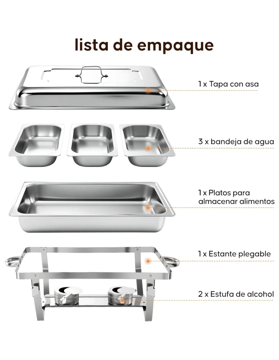 Chafer bufetera de acero inoxidable 3 compartimentos 4