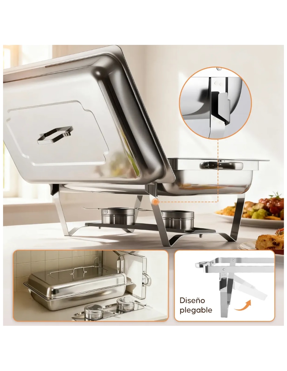 Chafer bufetera de acero inoxidable 3 compartimentos 3