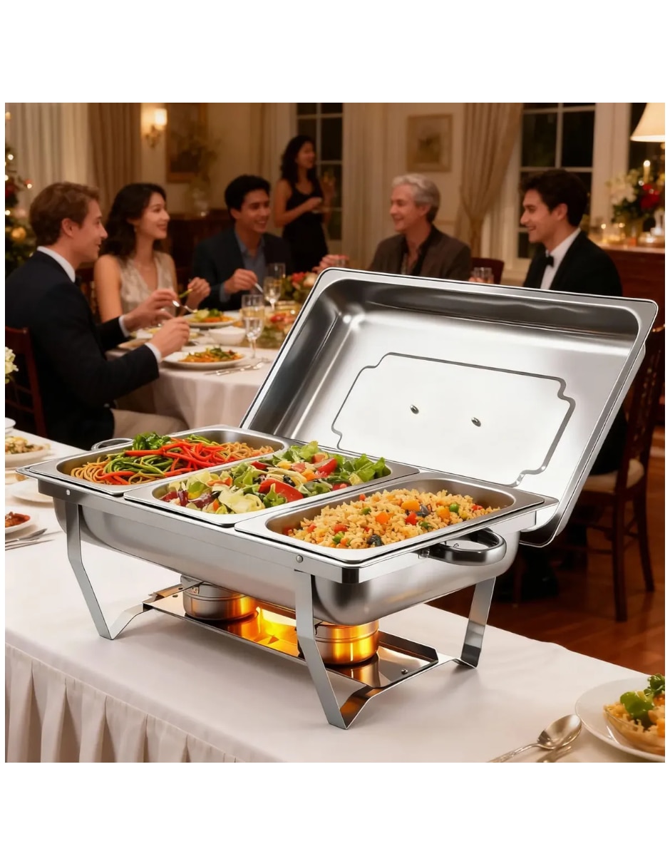 Chafer bufetera de acero inoxidable 3 compartimentos 2