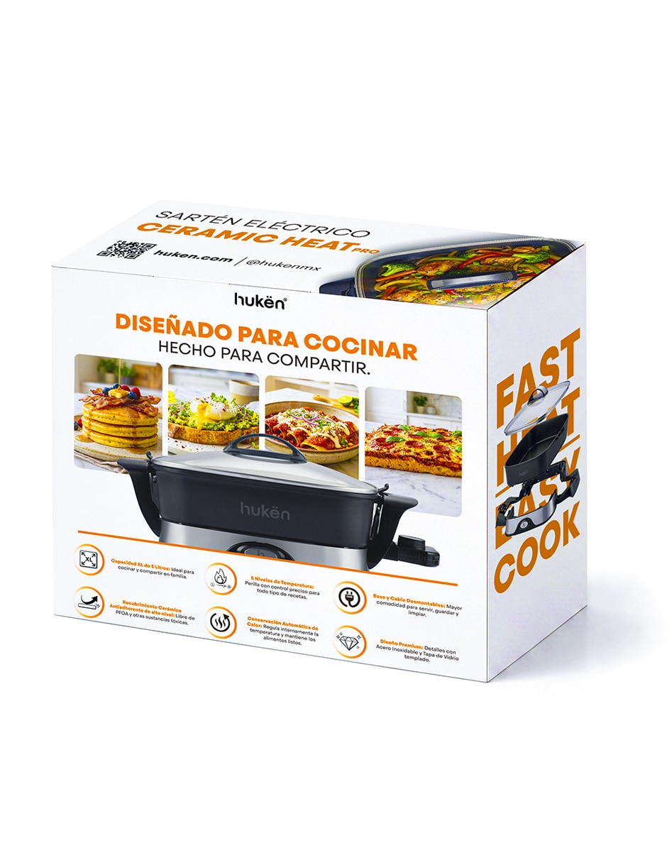 Sartén eléctrico con tapa de aluminio fundido 11