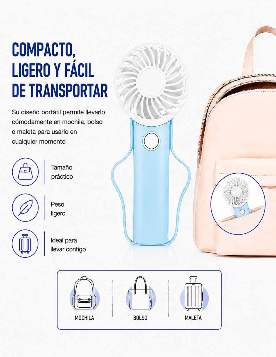 Mini ventilador 3 velocidades 2
