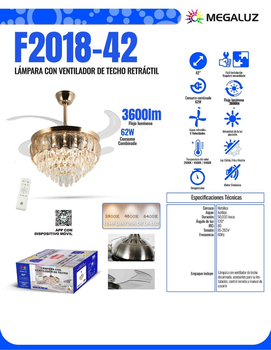 Ventilador de techo Sí velocidades