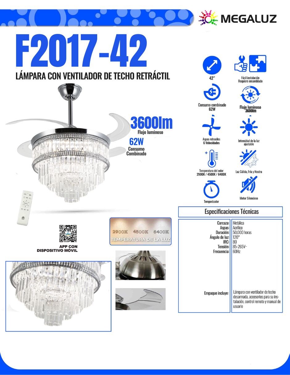 Ventilador de techo Sí velocidades