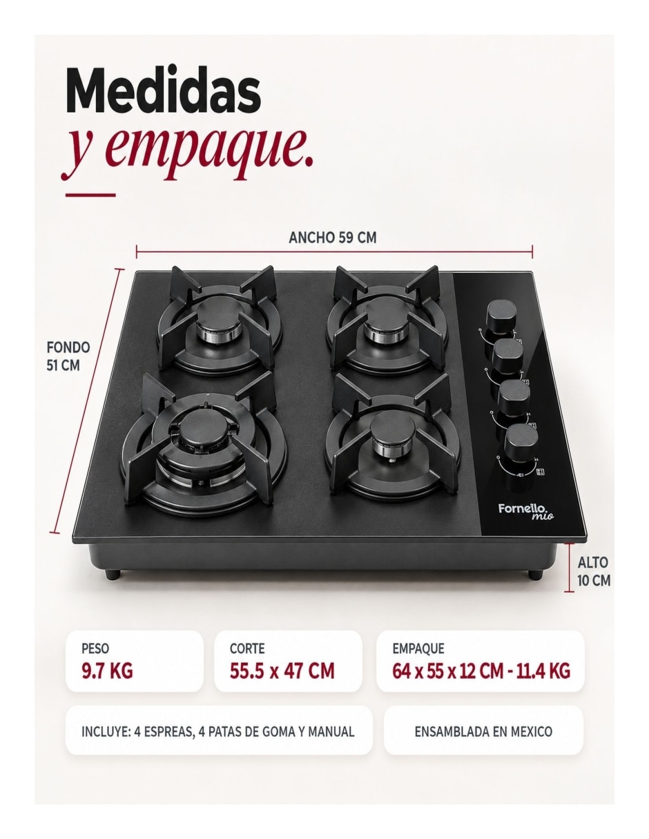 Parrilla eléctrica mkz-parritmp4neg de acero y vidrio 7