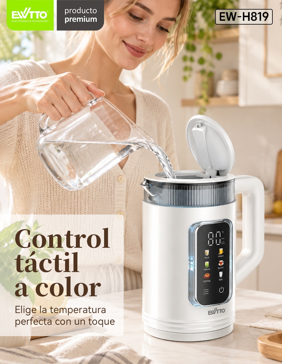 Tetera eléctrica de vidrio y plástico 4
