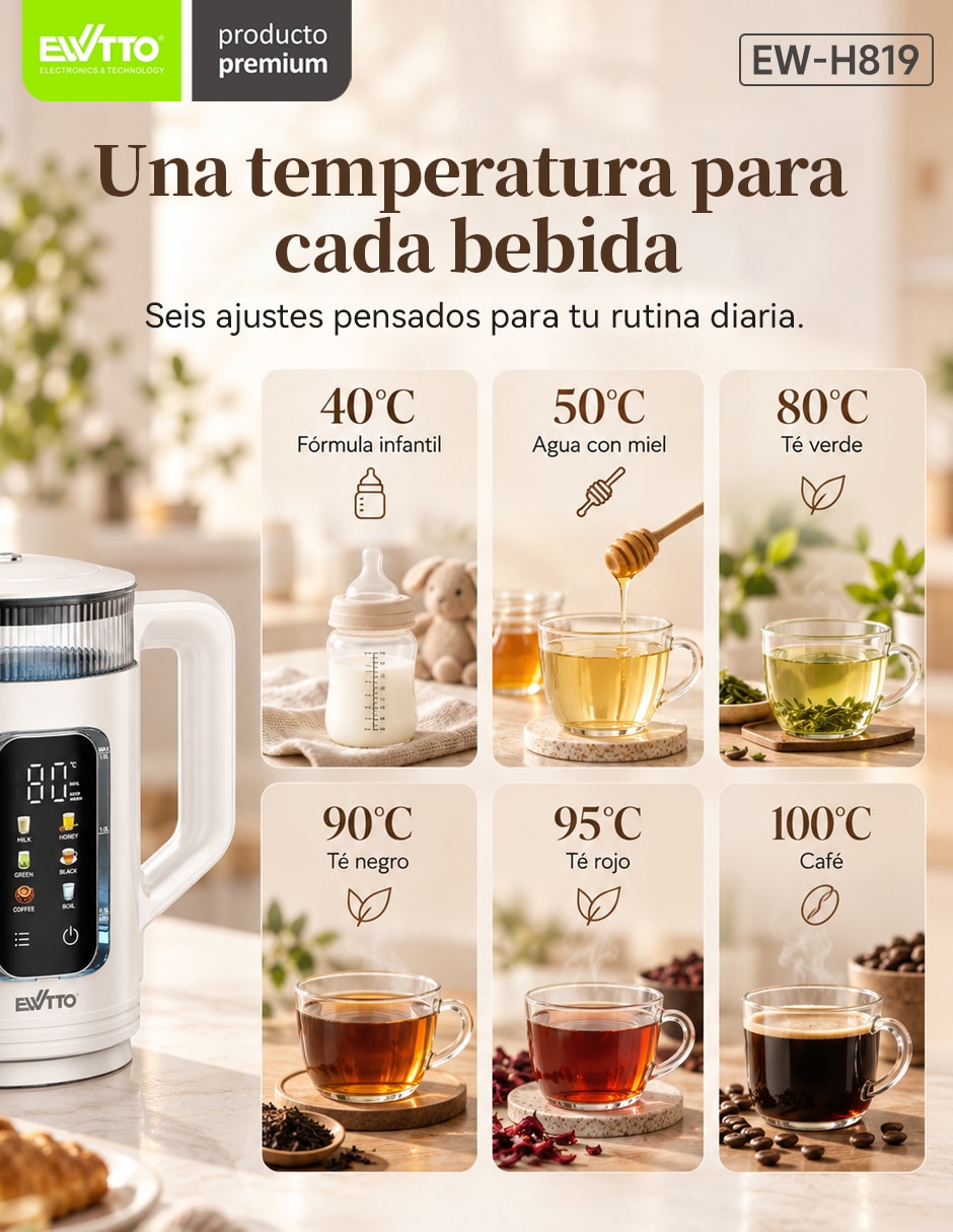 Tetera eléctrica de vidrio y plástico 7