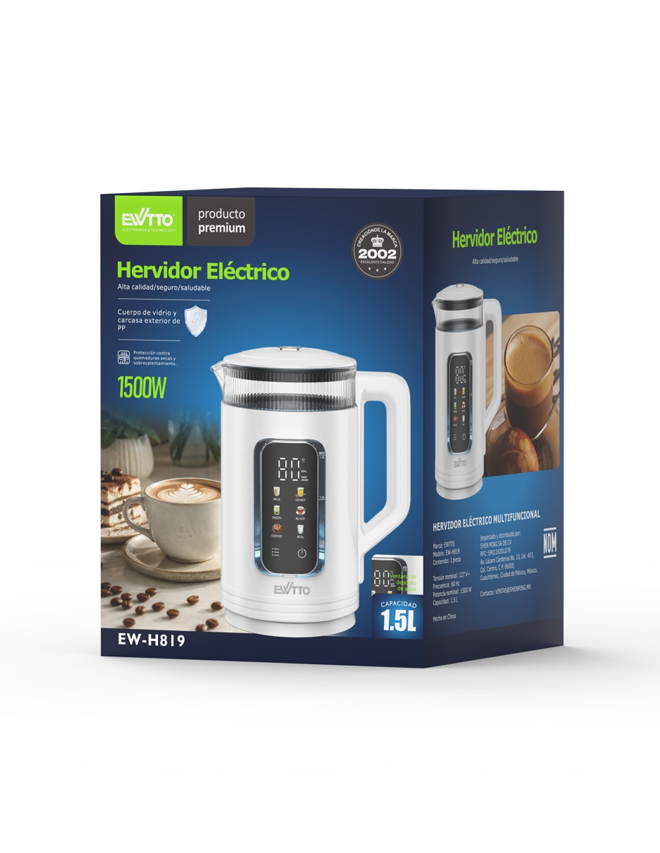 Tetera eléctrica de vidrio y plástico 10