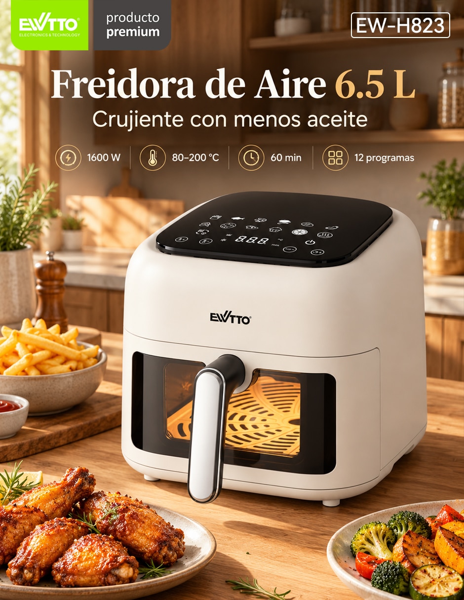 Freidora de aire con compartimento único 6.5 l ew-h823