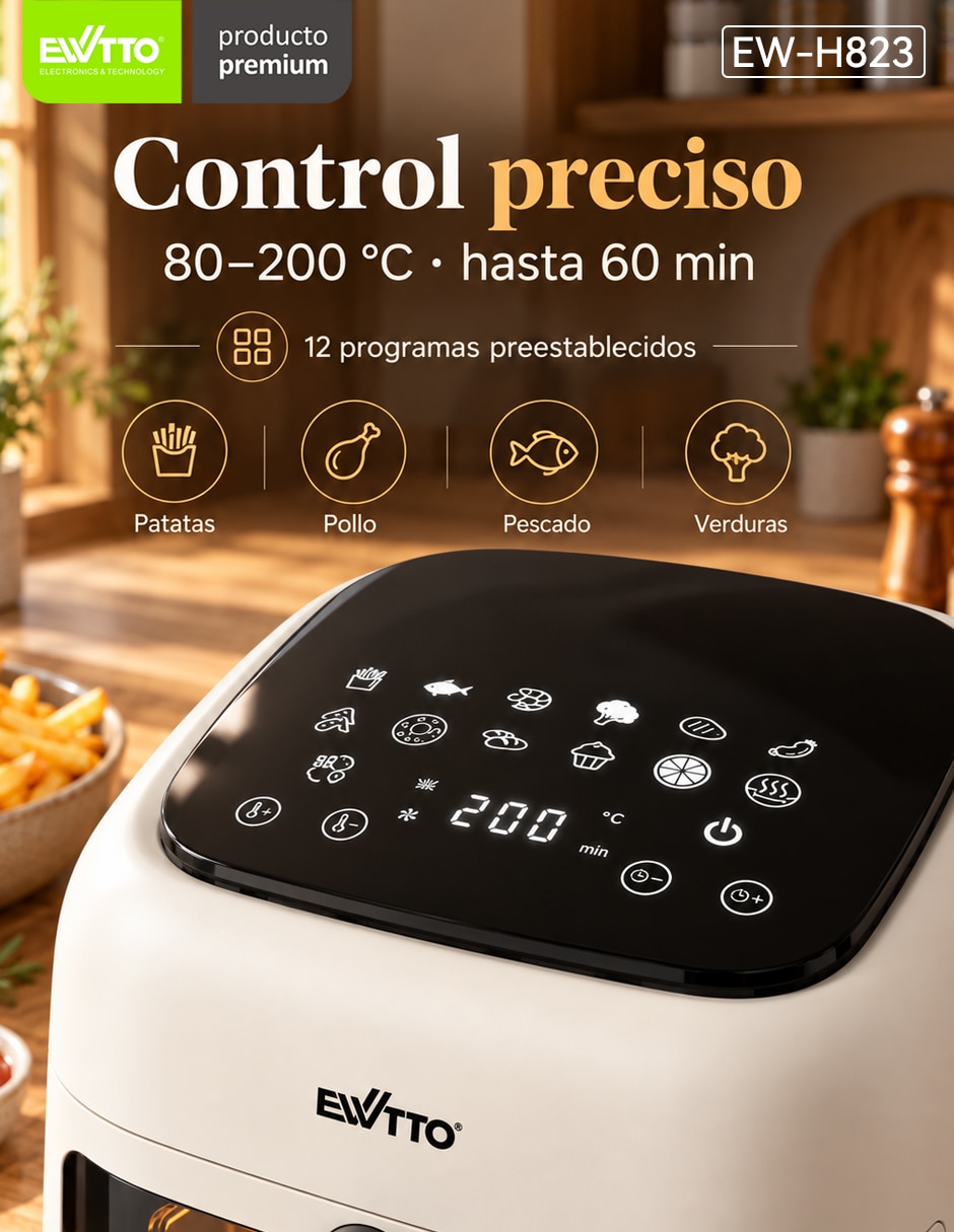 Freidora de aire con compartimento único 6.5 l ew-h823