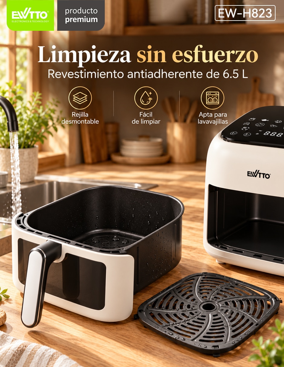 Freidora de aire con compartimento único 6.5 l ew-h823 7