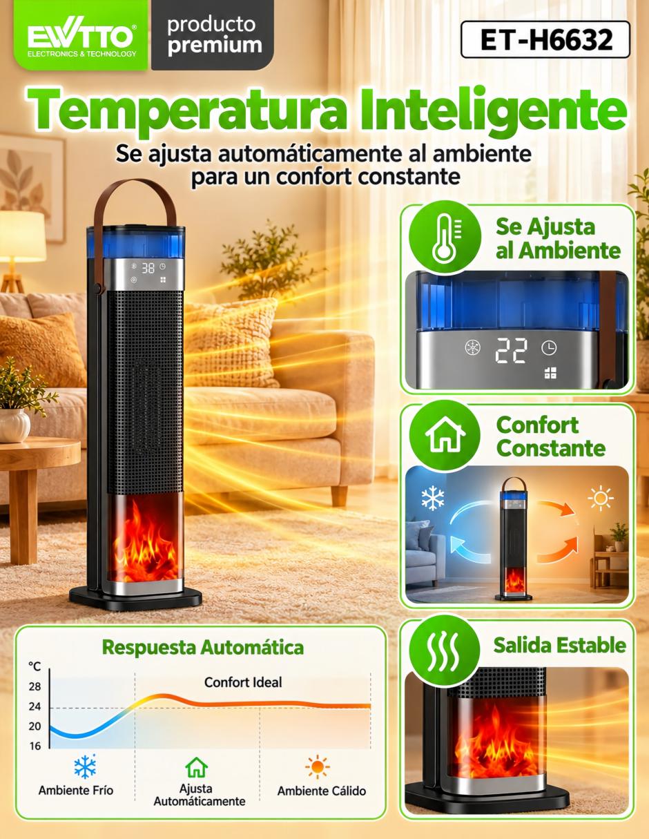 Calefactor torre torre eléctrico de 120 v - 127 v 2