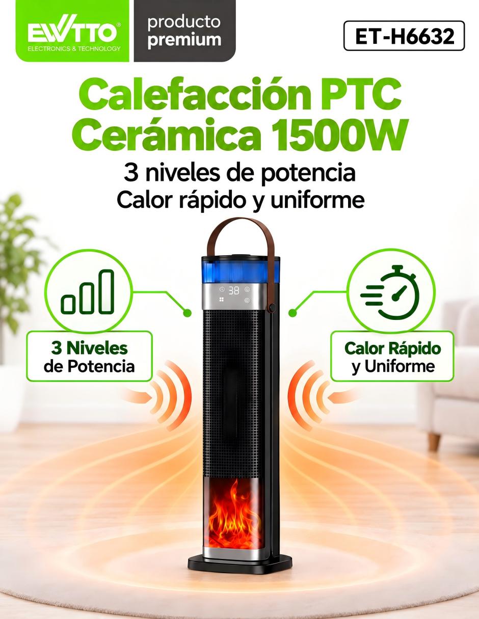 Calefactor torre torre eléctrico de 120 v - 127 v 6