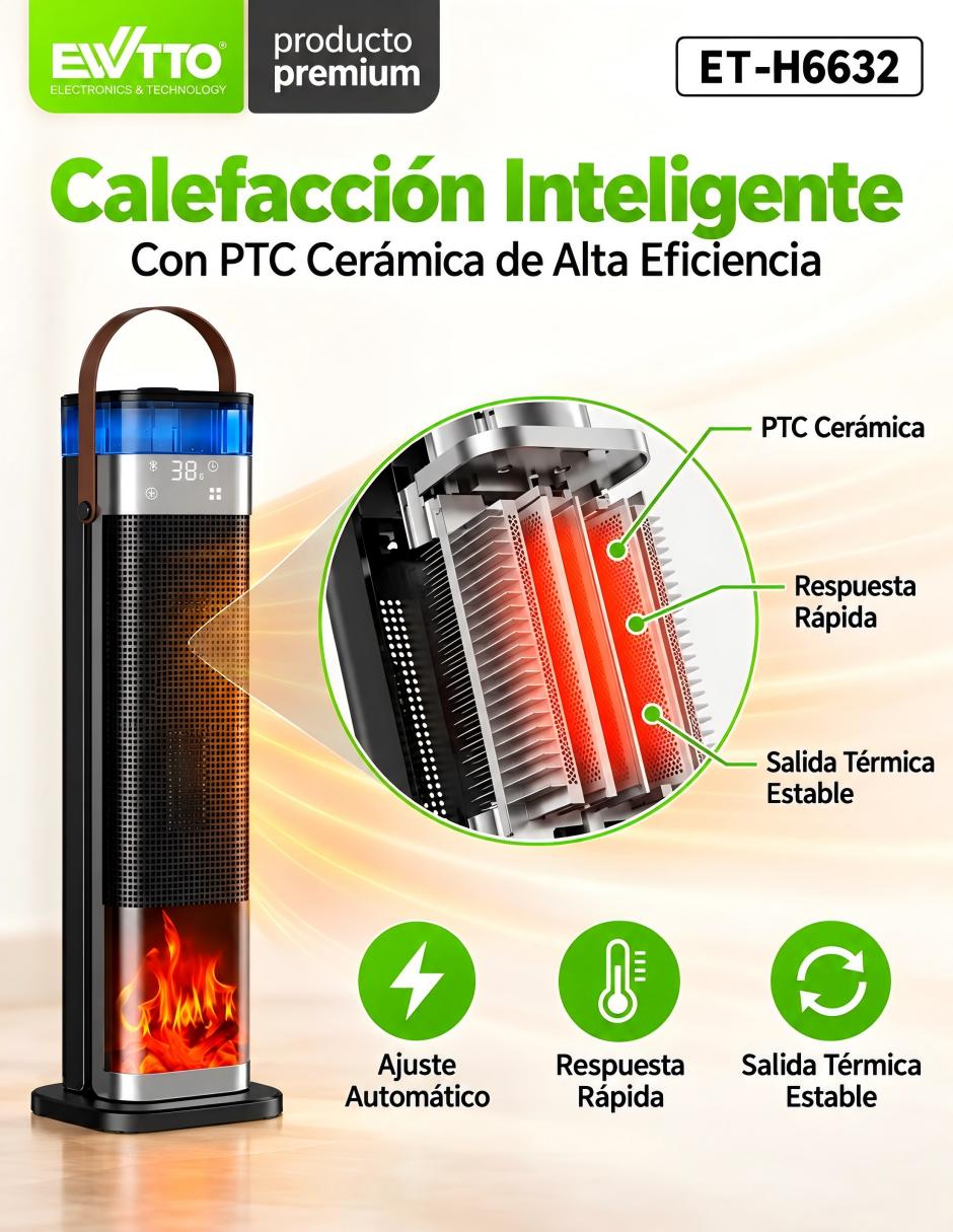 Calefactor torre torre eléctrico de 120 v - 127 v 8