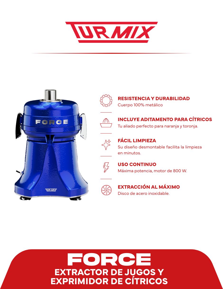 Extractor de jugo force 800 w 4